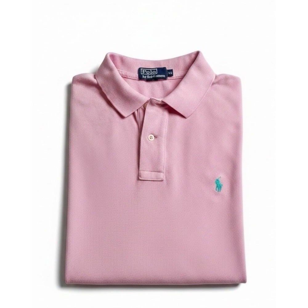 Polo Ralph Lauren Polo Y2K Mens XL Pink Cotton Short Sleeve Turquoise Pony Logo